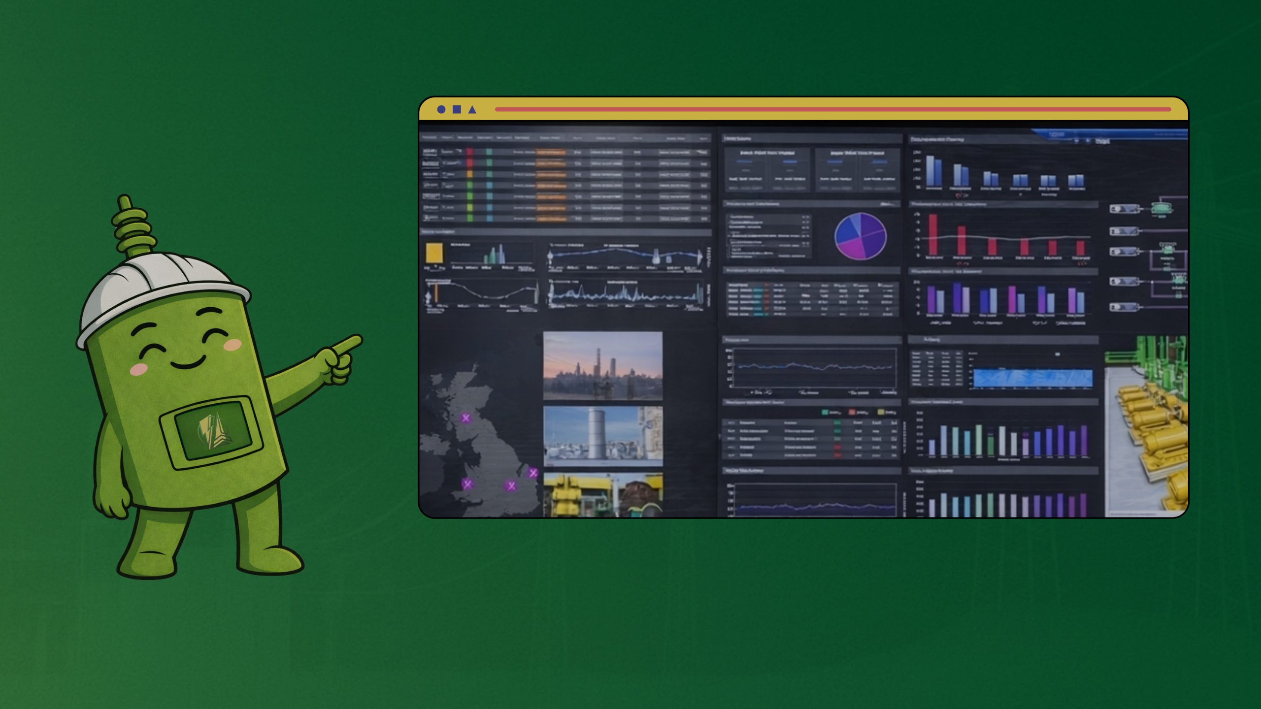 Planta de energía industrial con iluminación nocturna